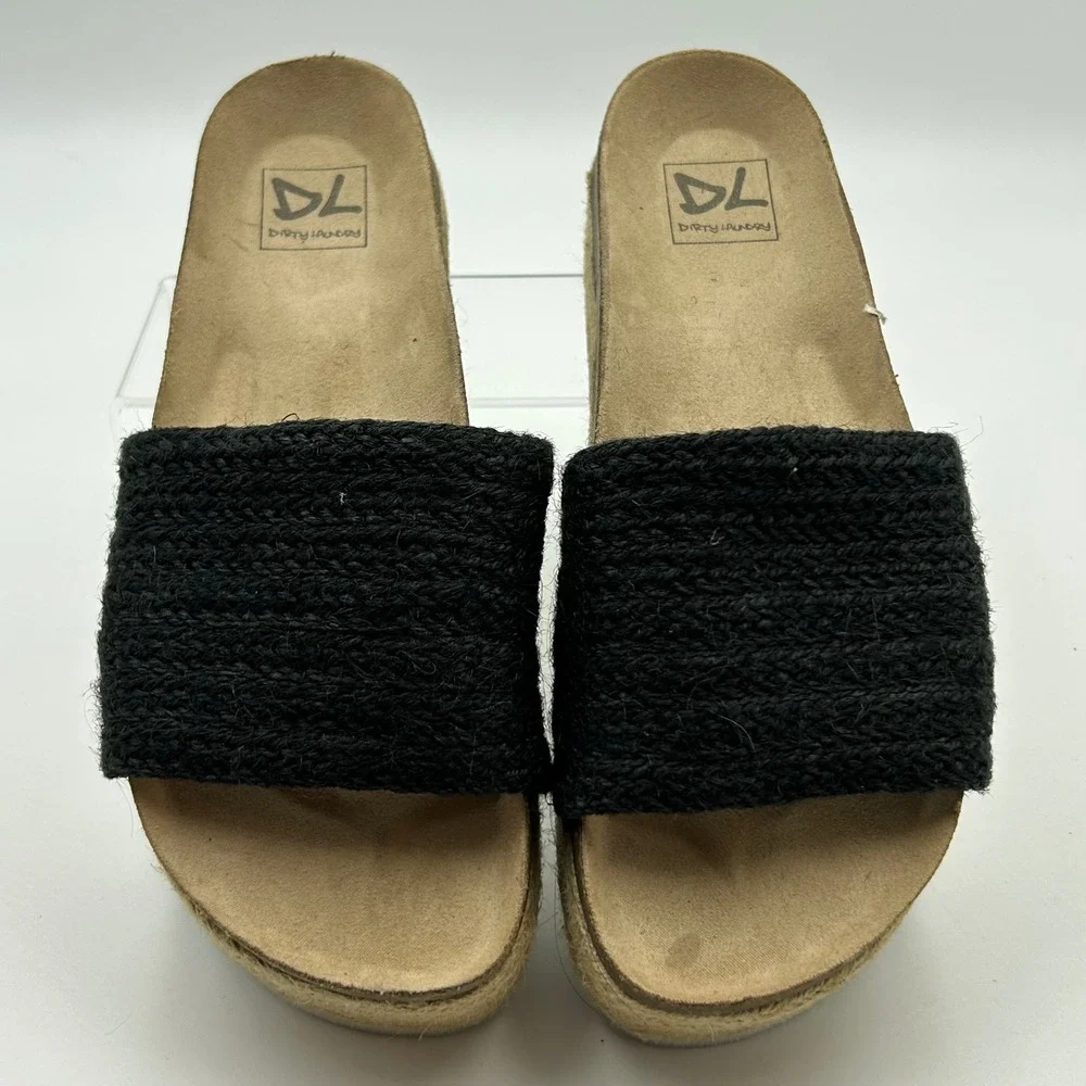 Dirty‎ Laundry Platform Sandals Womens Size 8 Black Woven Espadrille Boho Summer